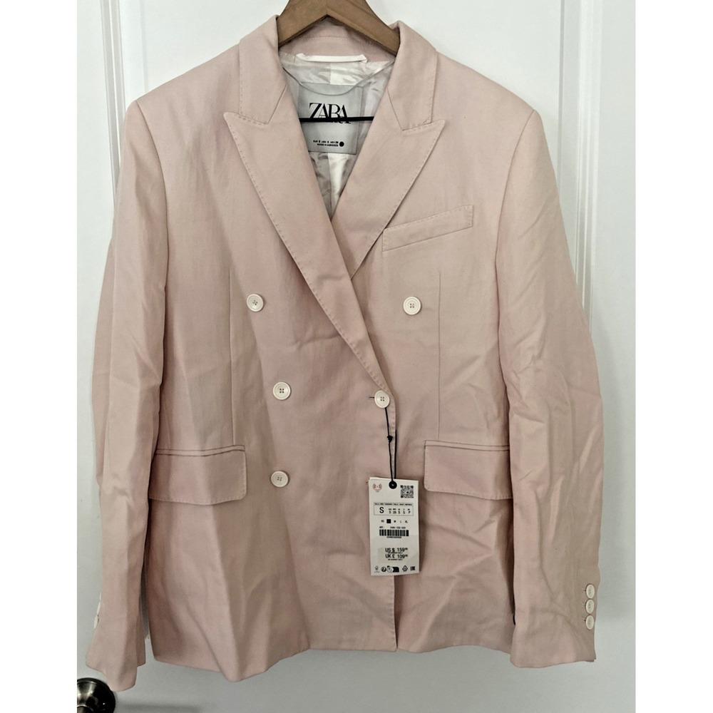 Zara Pink Double‎ Breasted Blazer Women Size Small